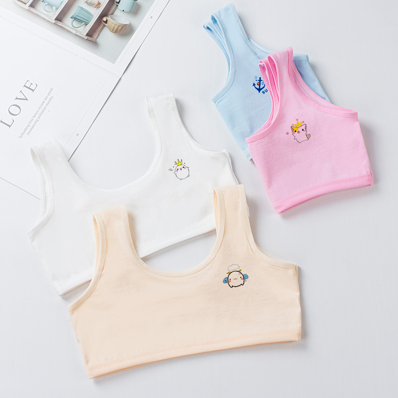 Fábrica al por mayor de cuatro colores de algodón ropa interior chaleco período de desarrollo estudiantes de la escuela primaria 8-15 años de las niñas de banda ancha de doble capa