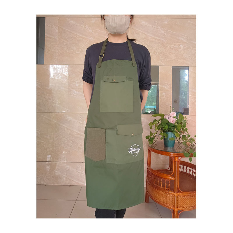 Multi-pocket Tooling Style Lightweight Apron for Men and Women Restaurant Barista Work Clothes Overalls with Embroidered Waist