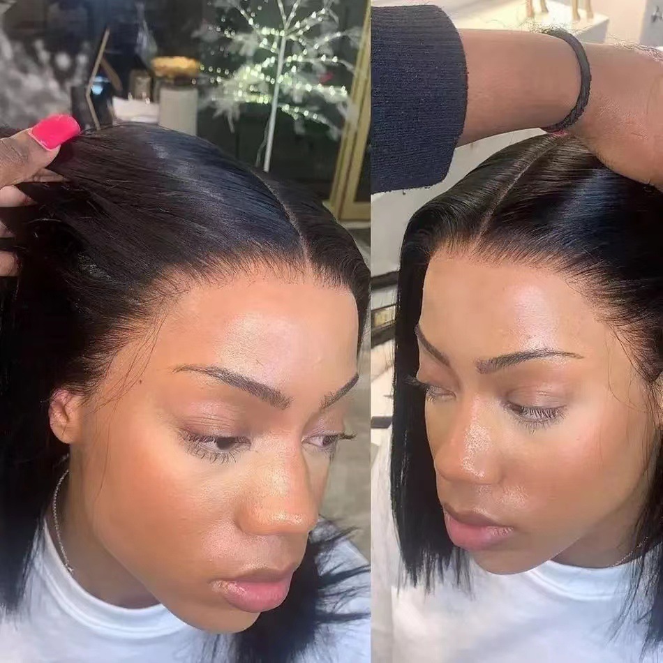 Amazon nuevos productos Europeos y estadounidenses pelucas de cabello corto y recto para mujeres negras bobbing cubierta de cabello corto y recto cubierta de cabello