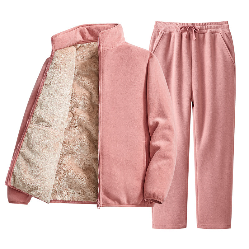 Wassup Ollie Velvet Fleece-Lined Sweatshirt Suit for Men and Women Winter Fleece Jacket Imitation Cashmere Sports Two-Piece Set