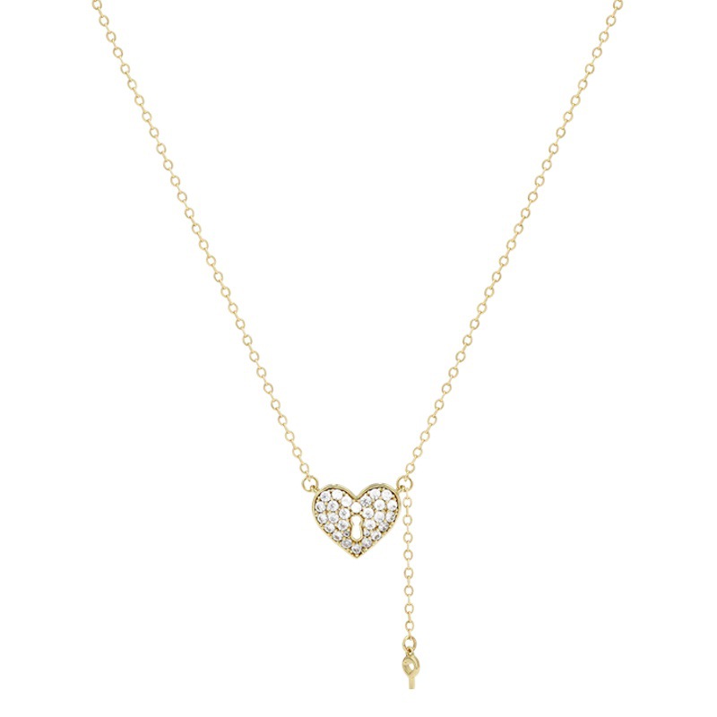 Xupe joyería amor corazón cerradura aleación con incrustaciones de circonio dulce personalidad cadena clavícula nicho temperamento clave Collar para las mujeres