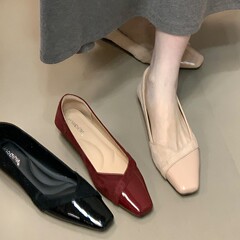 速鼎家！法式小香风单鞋女2025年秋季绒面拼接晚晚鞋通勤温柔女鞋