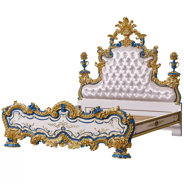 厂家直供法式实木床高端单面雕花卧室床头柜别墅主卧款奢华款家具