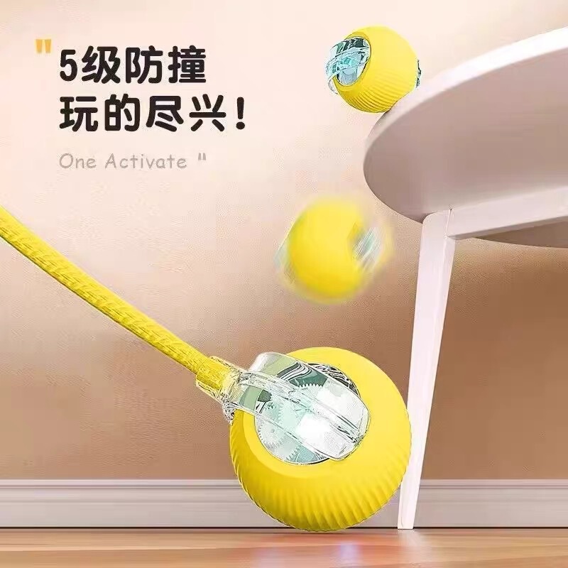 跨境爆款自动遛狗球狗玩具球耐咬自嗨宠物逗猫神器狗球猫咪突突球|undefined