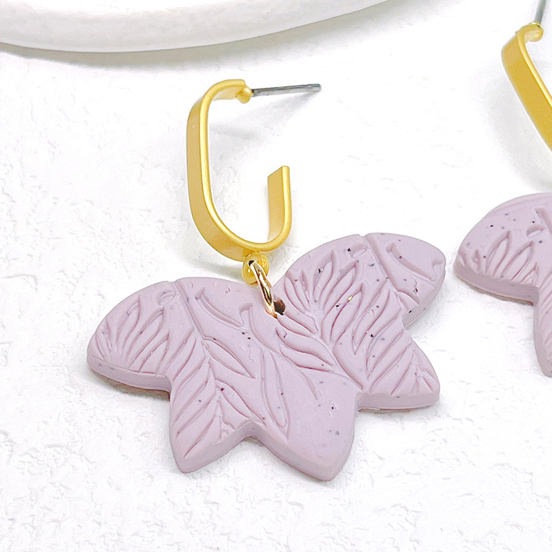 1 Pair Fashion Leaf soft clay Patchwork Womenu0027S Drop Earrings