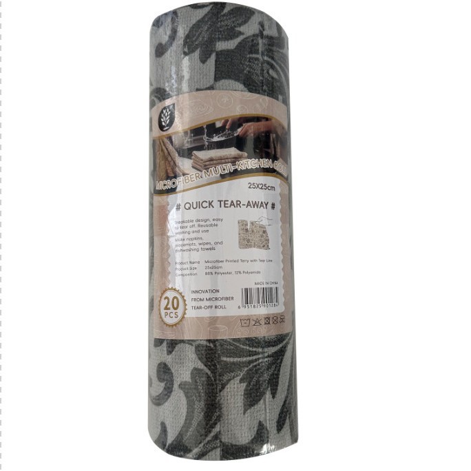 Perezoso rollo de mano rasgada toallas de cocina doméstica gruesa gruesa seca y húmeda dobles rollo de microfibra fábrica al por mayor