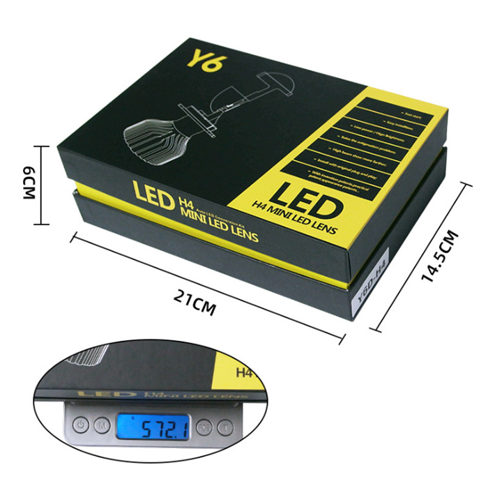 Y6D viene con doble lente de luz mini H4 lejos y cerca integrado Super brillante coche LED gran bombilla fuerte luz de la motocicleta ojo de pez