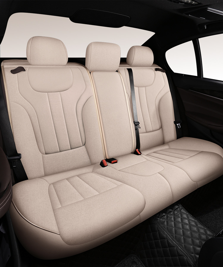 Linen Car Seat Cushion for Volkswagen Tiguan L, 360-Degree Full Coverage, Breathable, Suitable for All Seasons, 2022 Model New Seat Cover
