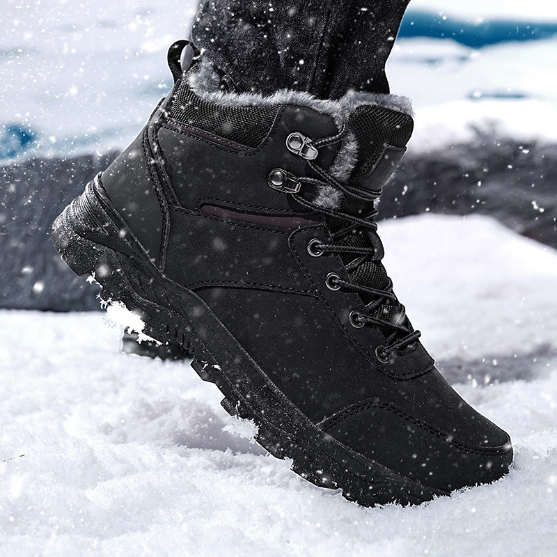 Herrenschuhe Große Herrenschuhe für den Winter High Top Plus Samt warme Baumwollschuhe Outdoor-Arbeit Schneestiefel rutschfeste Wanderschuhe_voghion.com