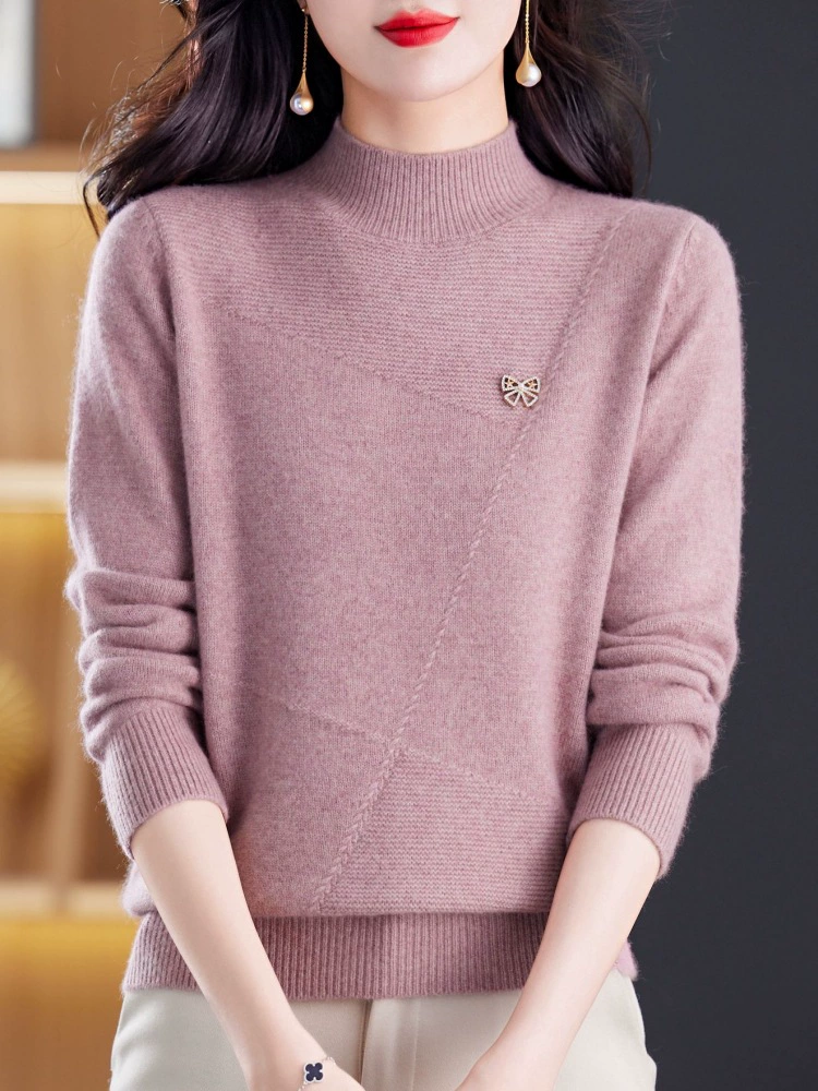 Кашемировый свитер женский 100 чистый кашемир осень-зима новая мама полувысокий воротник мягкий клейкий свитер толстый внутренний нижний свитер