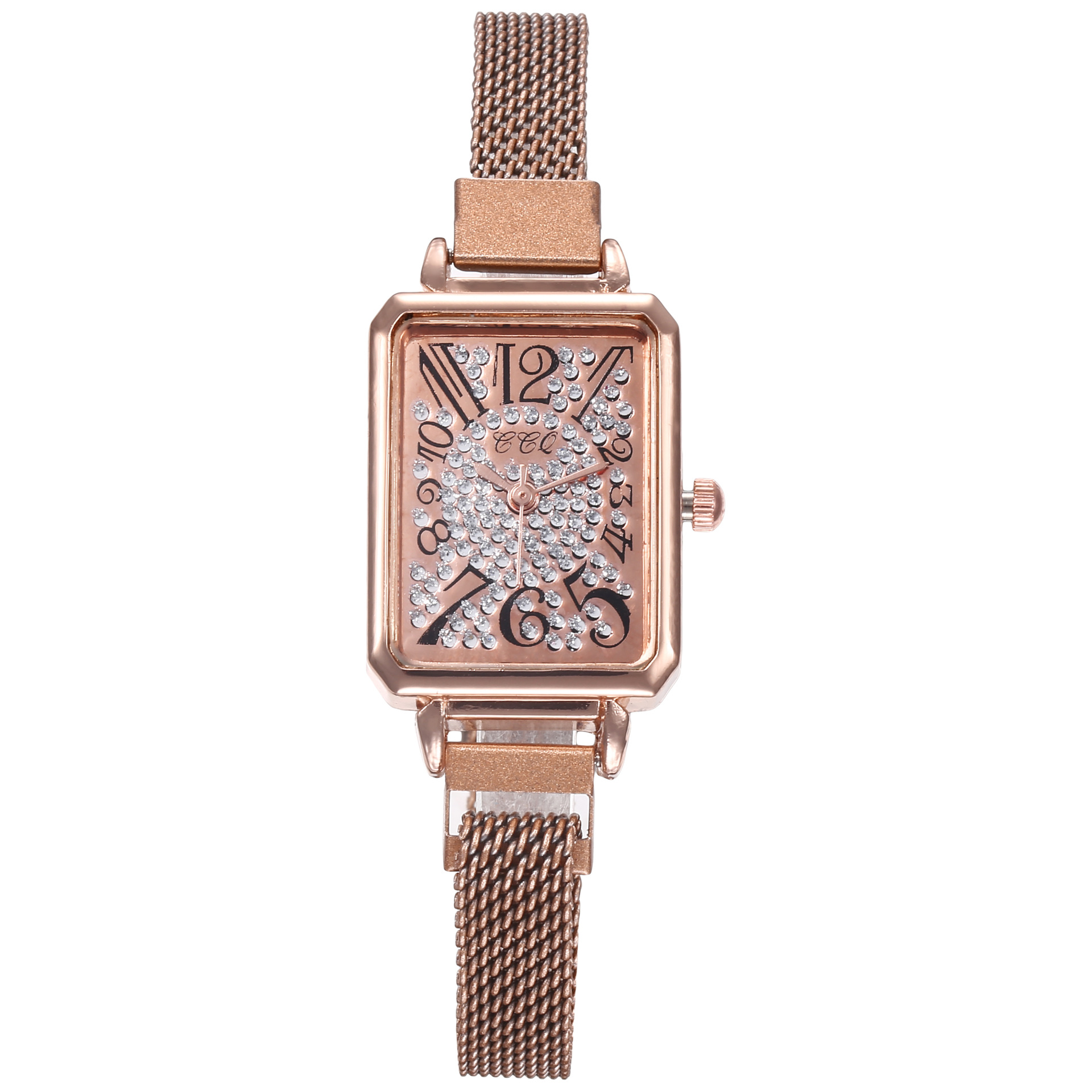 2024 nuovo quadrante digitale Time Square popolare su Internet, fibbia magnetica alla moda con cinturino a maglia fine da donna_voghion.com