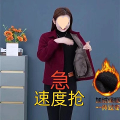 コーデュロイジャケット女性秋冬新作ベルベット厚手上着中高年ママ長袖百合女装