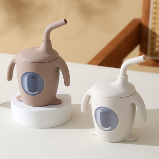 Cross-Border Children's Sippy Cup Silicone Juice Cup with Handle Baby Learning Drinking Cup Creative Cartoon Penguin Duckbill Cup