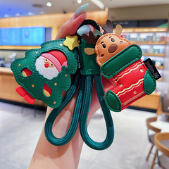 漫画レザーサンタクロースペンダントキーホルダーかわいい絶妙なレザーバッグペンダントクリスマスギフト卸売