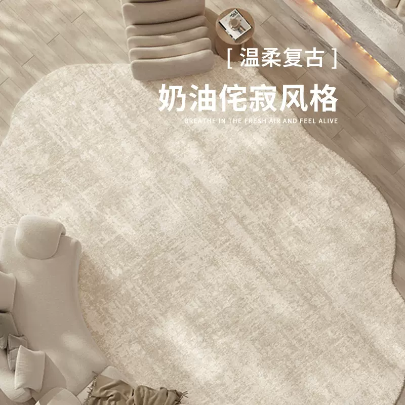 侘寂风仿羊绒地毯客厅柔软防水防污沙发茶几毯家用卧室床边地毯