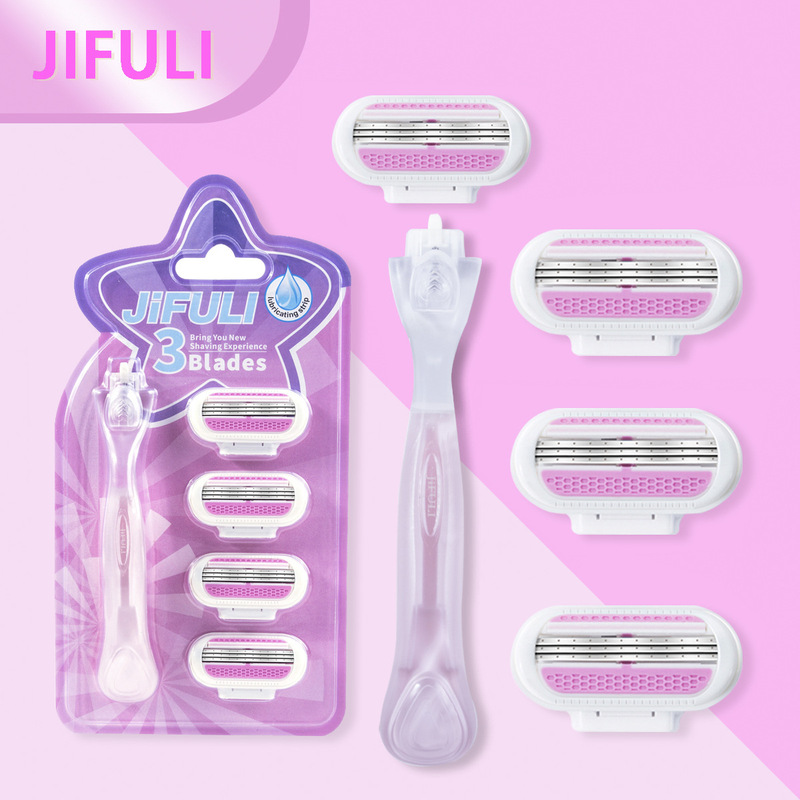 Jifuli Women's Special Razor with Three-Layer Blades for Removing Armpit Hair and Leg Hair, Manual Shaving Razor Set Jifuli Women's Special Razor with Three-Layer Blades for Removing Armpit Hair and Leg Hair, Manual Shaving Razor Set