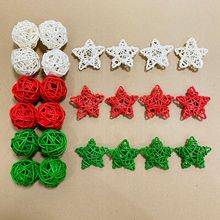 供跨境  4CM球12个+5CM五角星12个（大红色+深绿色+白色）各4个