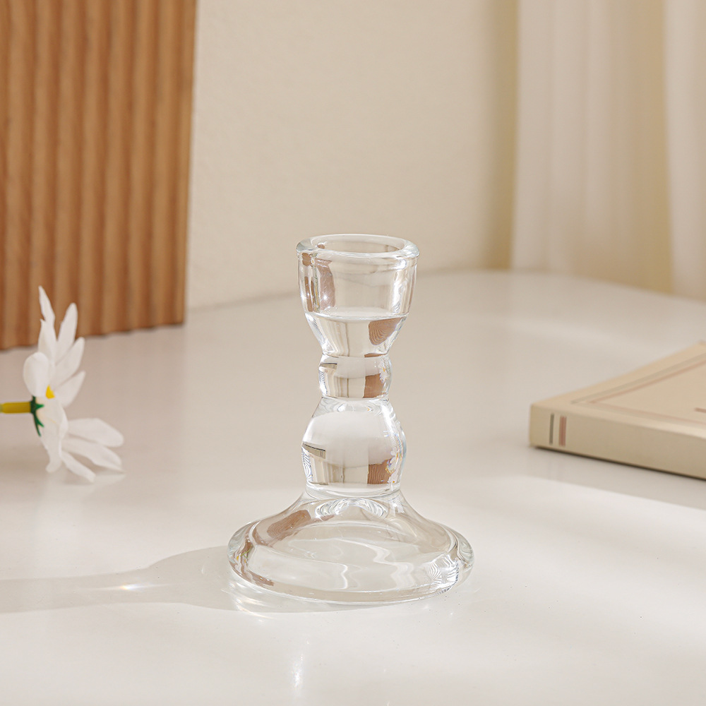 Candelabro de Vidrio Transparente Estilo Europeo Vidrio para Cena a Luz de Velas y Bodas