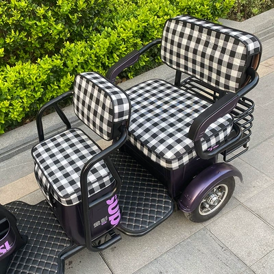 Electric Tricycle Seat Cover Emmayadi Jinpeng Bird Daan Emeida Leather Waterproof Cushion Universal Special Purpose (Electric car cushion) - thick-black-and-white-large-square-handrail