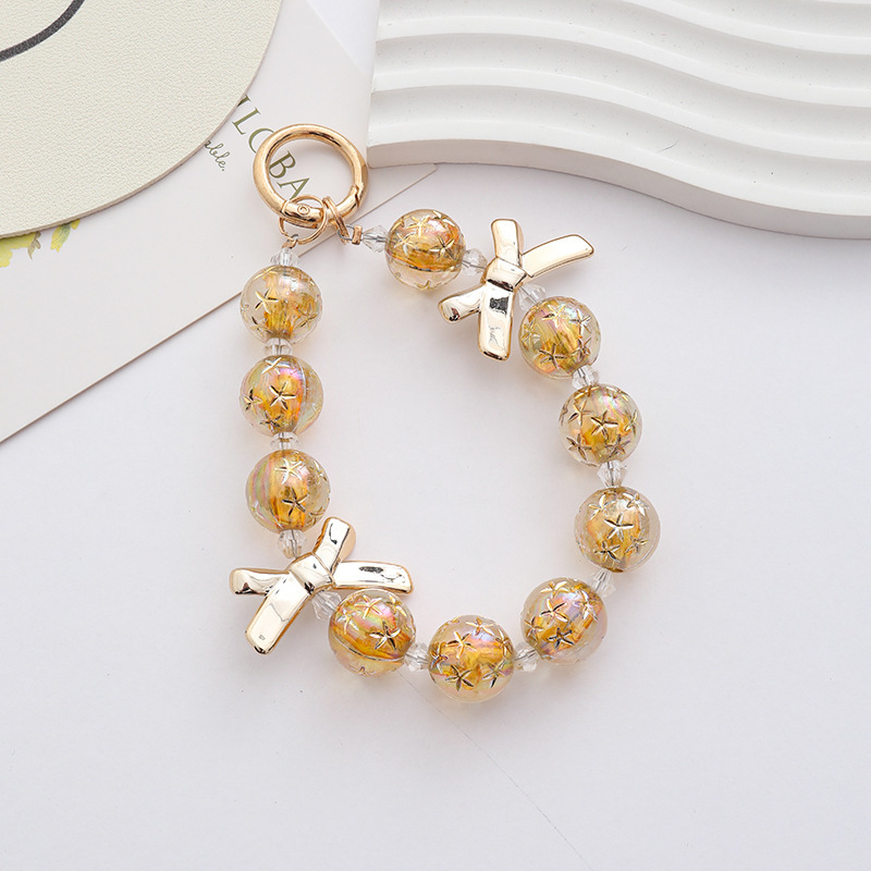 Japón y Corea del Sur color ins hecho a mano con cuentas flor llavero cordón de muñeca macaron color pétalo cordón de teléfono móvil en stock