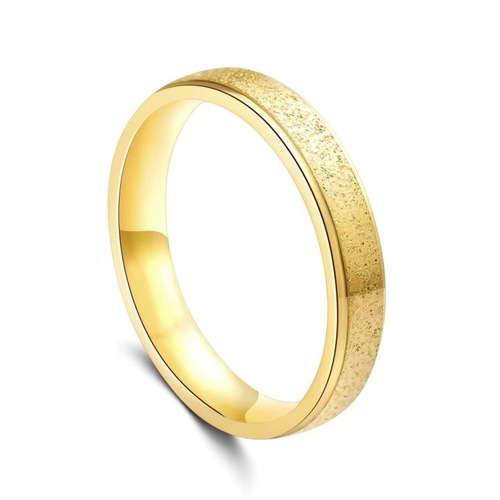 Cross-border European and American new style stainless steel 4mm double step matte sandblasted couple titanium steel ring jewelry wholesale 