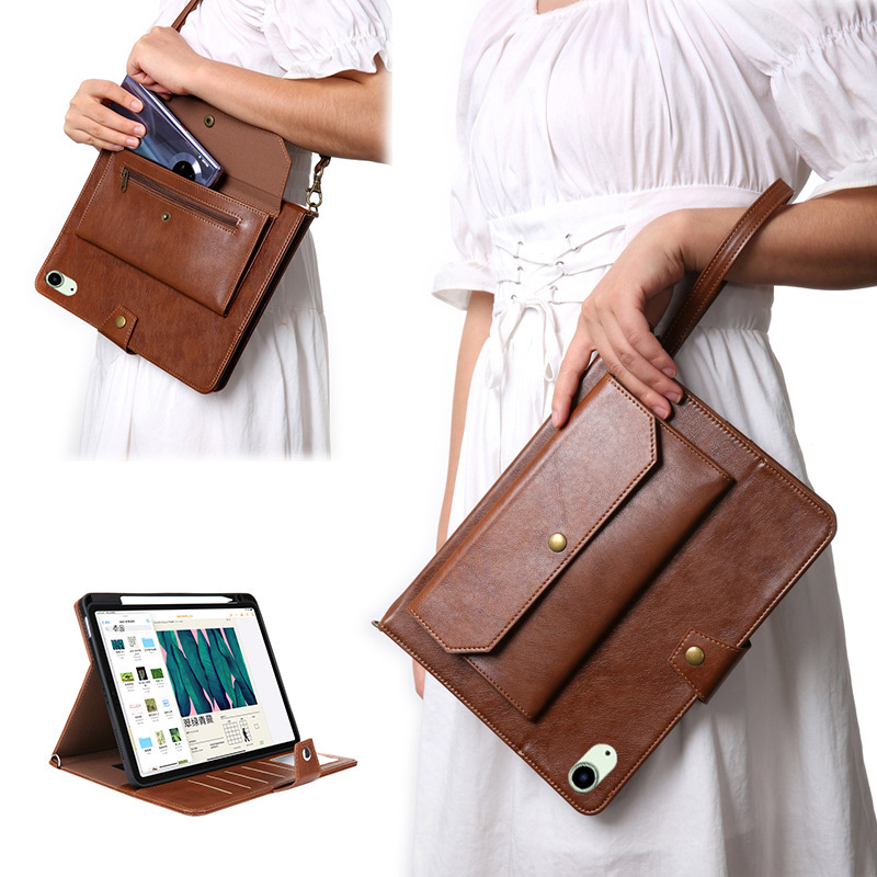 Suitable for iPad Mini 6 8.3-inch 2021 zipper wallet shoulder strap tablet case hand rope card mini 6 protective case