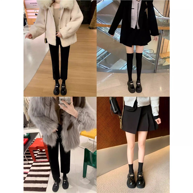内增高真皮乐福鞋女春秋系带增高英伦风小皮鞋小个子小码3233|undefined