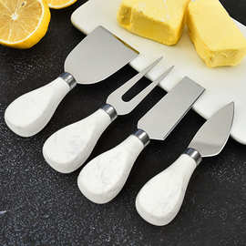 陶瓷色釉黄油刀餐具芝士带孔抹奶油刀面包果酱刀奶酪不锈钢牛油刀