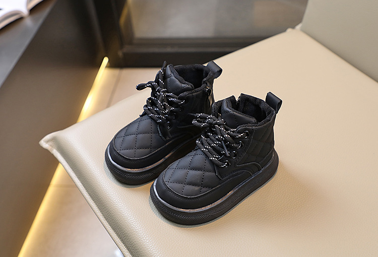 Bottes courtes britanniques pour bébé fille, édition automne 2024, nouvelle collection, motif à carreaux, fermeture éclair latérale_voghion.com