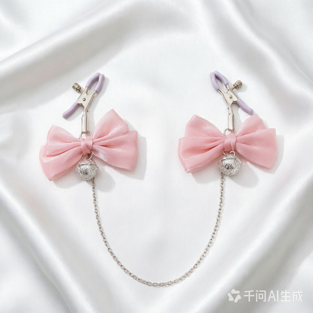 Nipple Clamps and Anal Plug Set with Chain, Beige, 2.8 cm Diameter — detail image 5