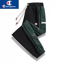 Champion Men's Graffiti Sweatpants - 2025 Fall/Winter New, Fleece-Lined, Loose Fit, Knit, Embroidered, Tapered Leg, Pure Cotton