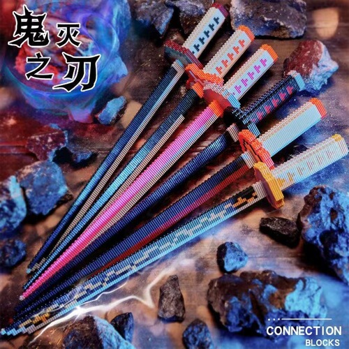 Cross-border Pirate King Zoro Three Swords Model Demon Slayer Series Building Block Puzzle Boy Toy Factory Direct Sales