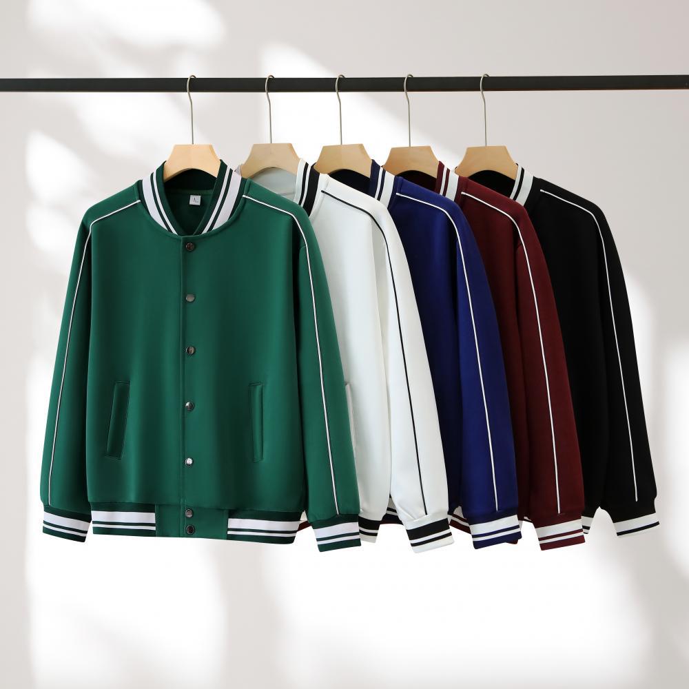 Trendy Men's Baseball Jacket Warm Cotton Blend Yarn-Dyed Jacket Custom Company Logo Stand Collar Retro Coat