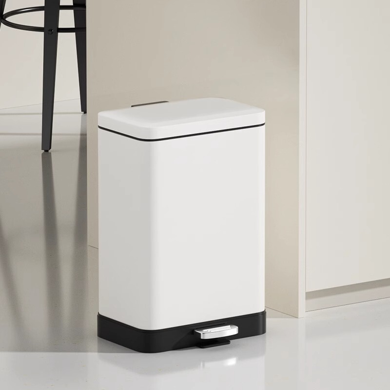 20L Side Wide Mouth Household Stainless Steel Trash Can Large Capacity Hotel Living Room Kitchen with Inner Barrel Foot Slow Down