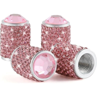 New Model Full Diamond Valve Cap valve - pink-diamond-pack-of-4