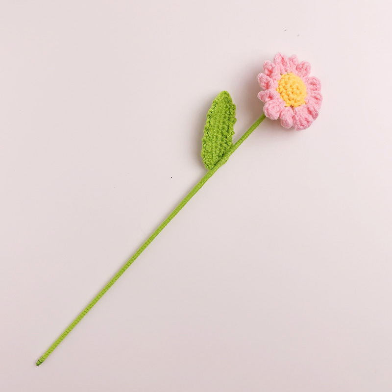 玫瑰花编织花束假花手工钩针仿真花毛线花朵成品情人节教师节礼物|undefined