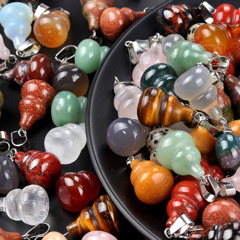 20mmヒョウタンペンダント天然水晶半宝石ヒョウタンペンダントDIYイヤリングネックレスアクセサリーアクセサリー|undefined