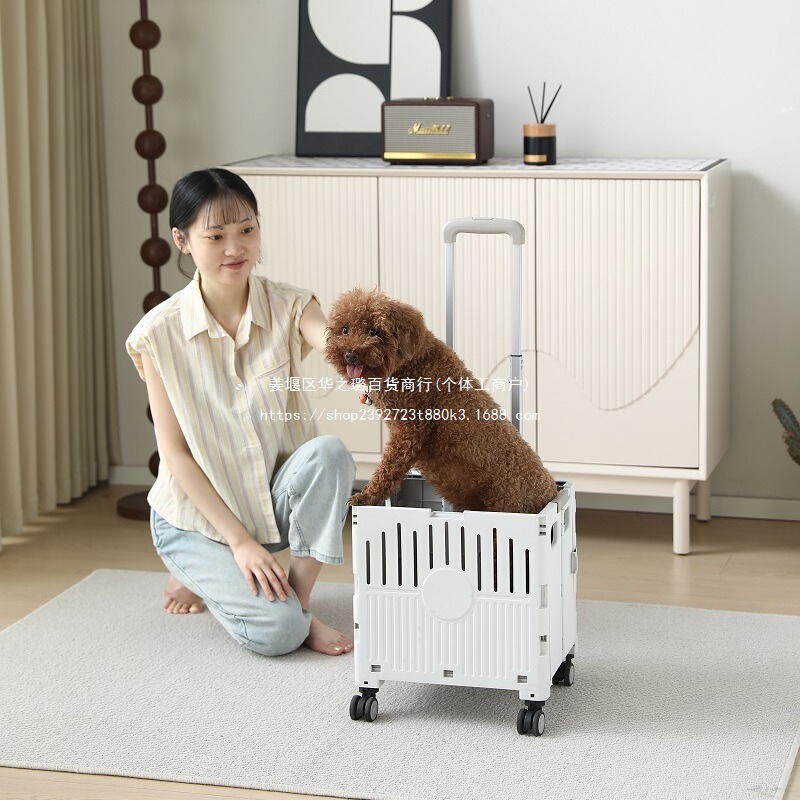 Pet Stroller for Small and Medium-Sized Dogs, Lightweight Foldable Teddy Corgi Cat Walking Dog, Lightweight Hand-Pushed Scooter