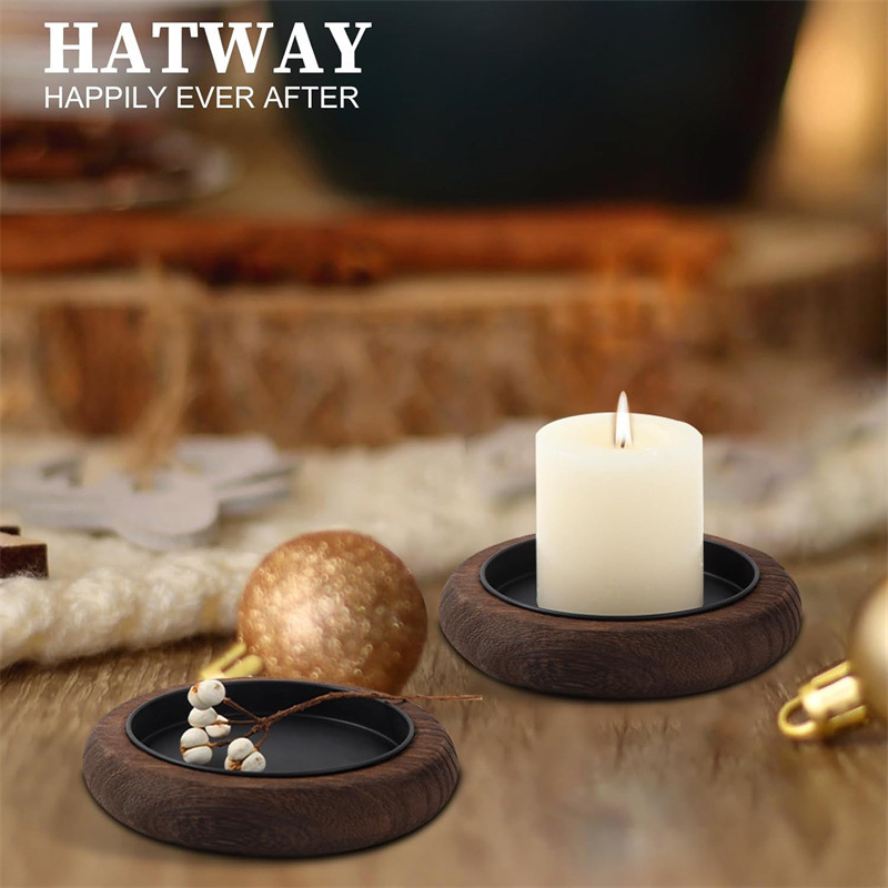 Creative solid wood candle base living room table Candlestick bracket tray round water cup bottom support decoration ornaments Creative solid wood candle base living room table Candlestick bracket tray round water cup bottom support decoration ornaments