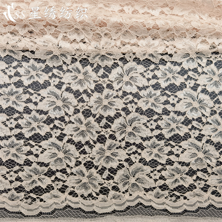 秋冬新款无弹蕾丝面料波浪边粗股线立体花朵女裙子鞋材箱包布料