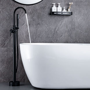 Brass Floor-Standing Bathtub Faucet Hot and Cold Cylinder Side Column Basin Hotel Wooden Barrel Bath Basin Shower Head