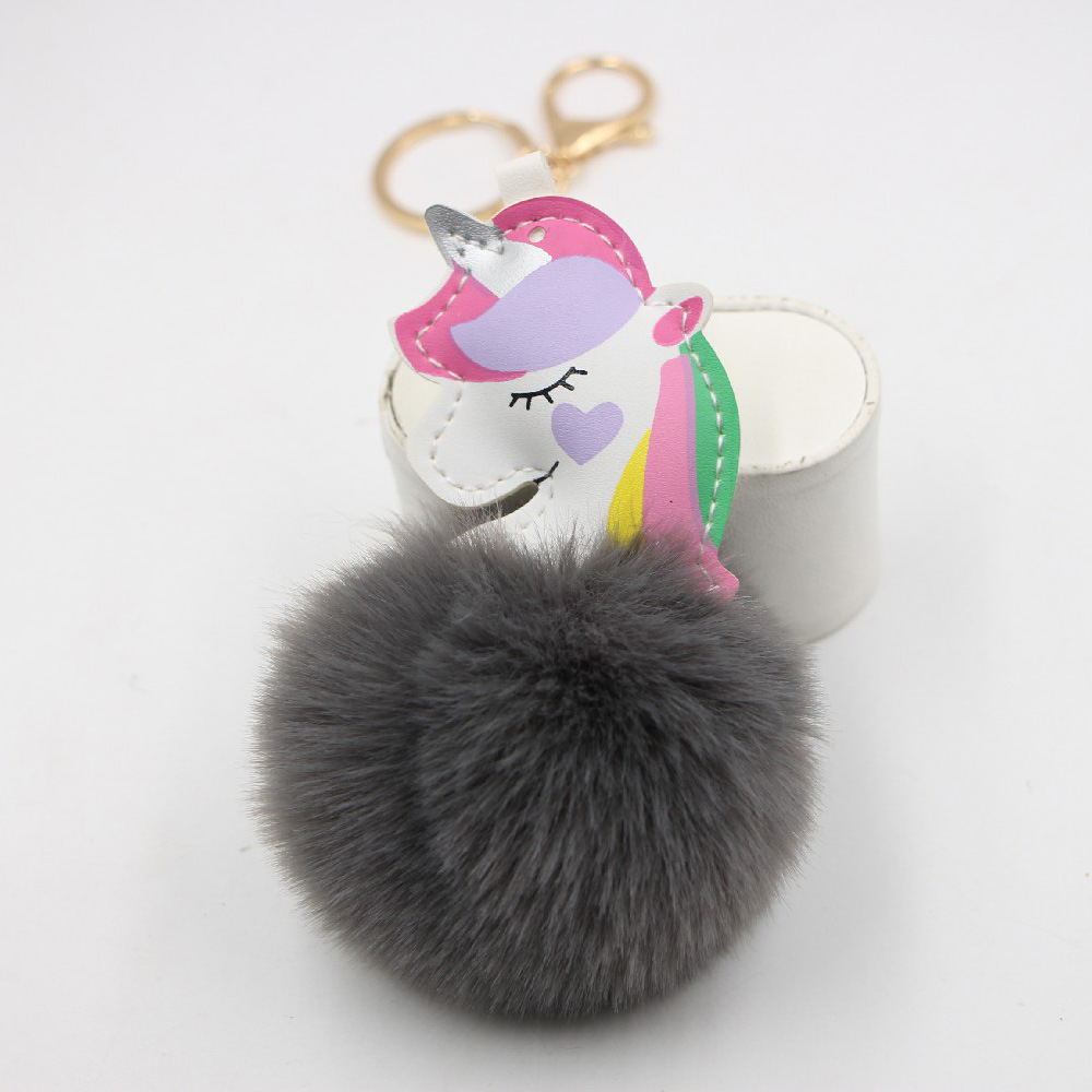 Cute Style Colorful Unicorn Fur Ball Pendant Magic Color Bag Pendant Keychain display picture 1