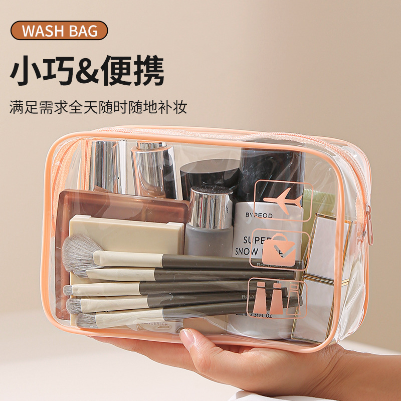 Bolsa de maquillaje de PVC de gran capacidad bolsa de lavado de viaje portátil de cuidado de la piel almacenamiento de cremallera de maquillaje impresión LOGO