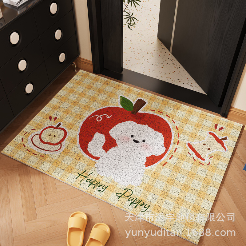 Cute Pet Entrance Door Floor Mat, Mud Scraping, Dirt-Resistant Silk Circle Floor Mat, Home Entrance Mat, Carpet Can Be Cut