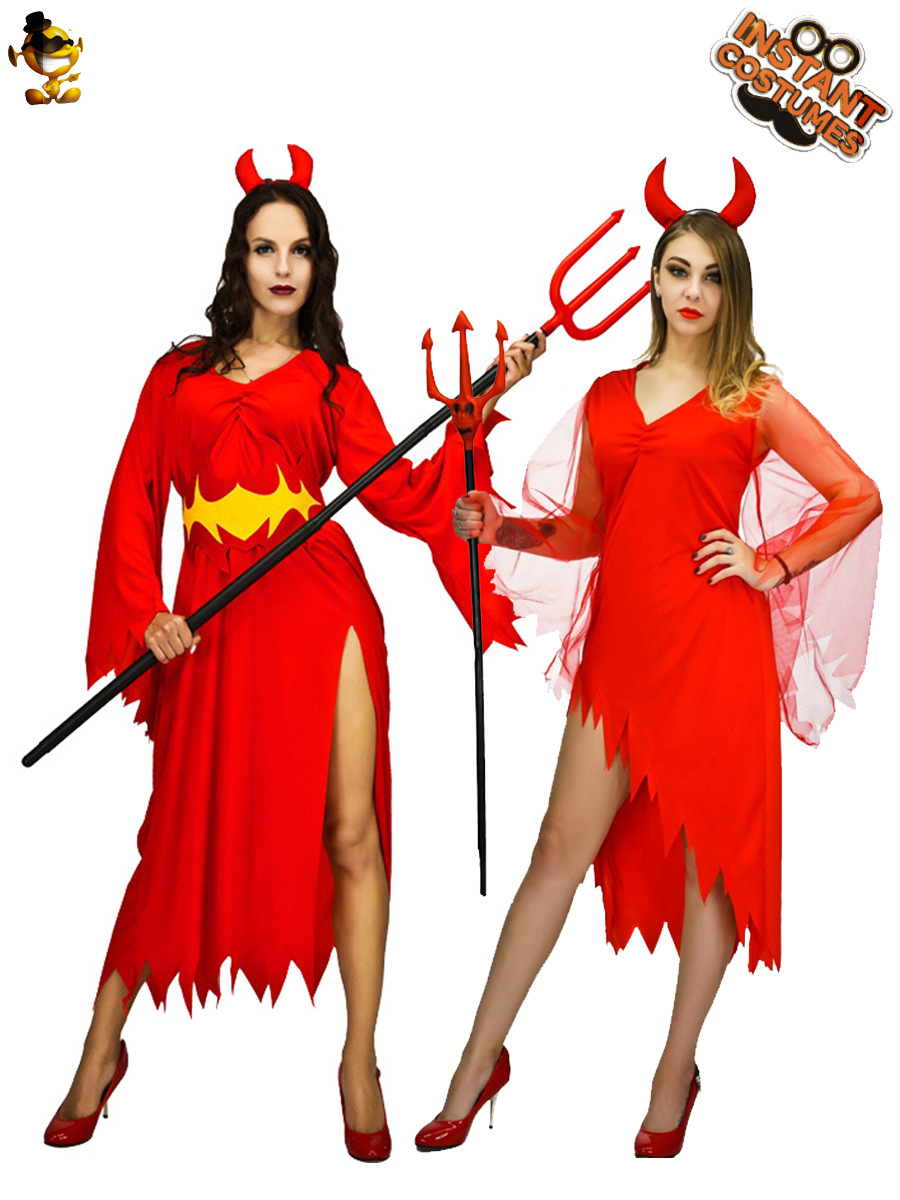 Rojo horror mujer demonio traje de Halloween fantasma Festival Cosplay fiesta de baile etapa Cosplay