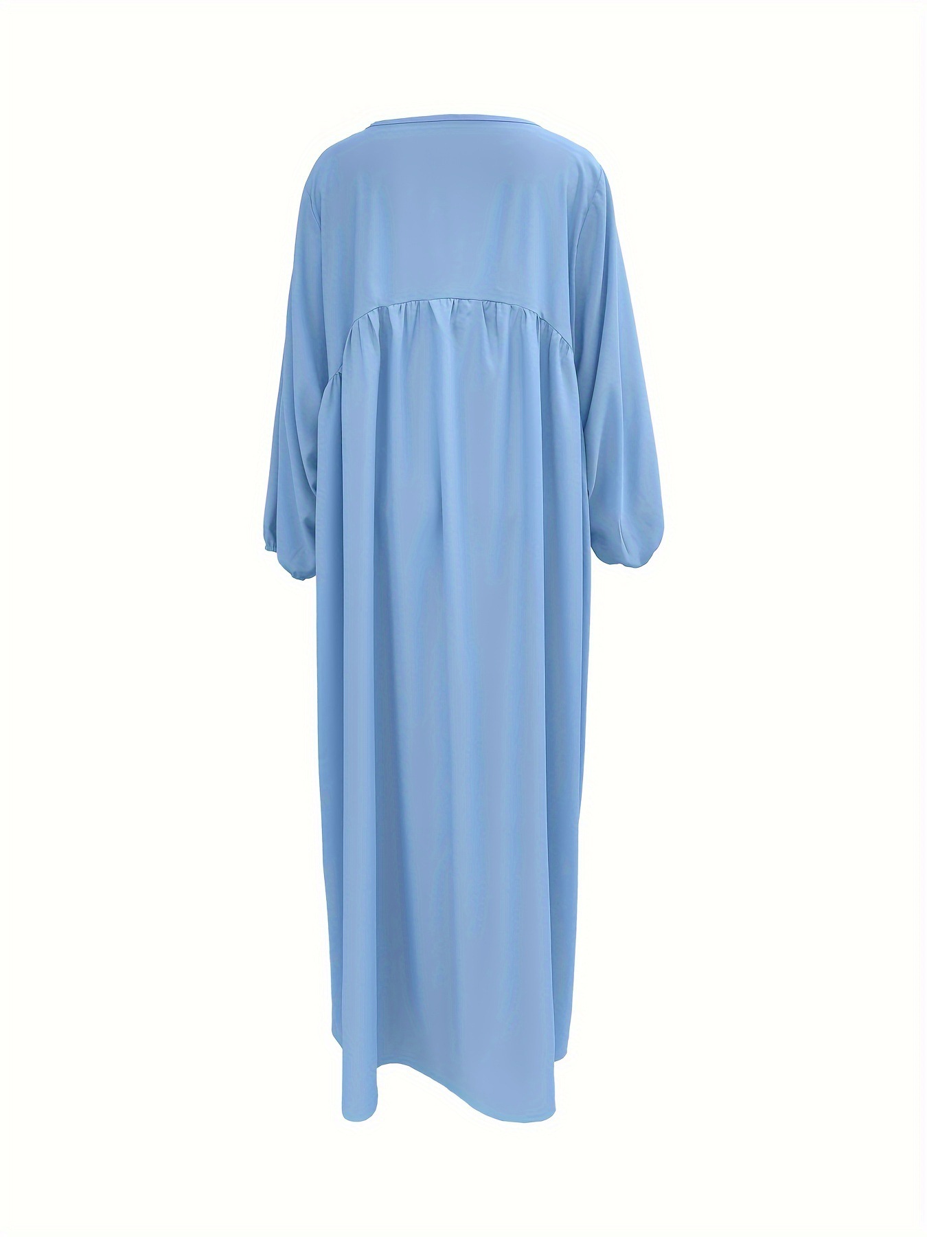2025 New Cross-Border Middle Eastern Arab Women's Clothing: Patchwork Long-Sleeved Solid Color Loose Dress For Women_ecoleips.com