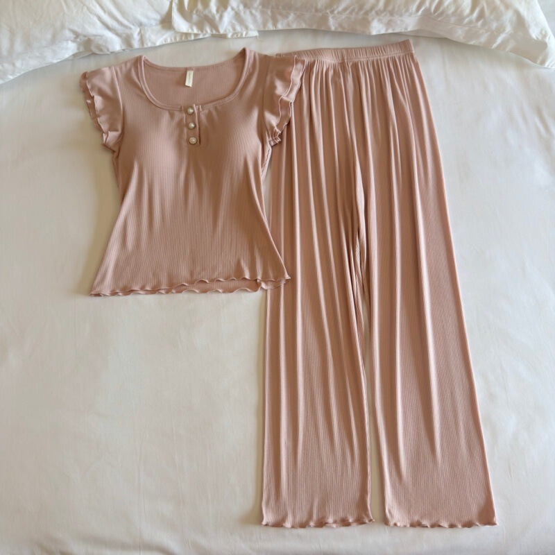 Cross-border foreign trade three-piece modal rayon pajamas for women, spring/summer, pure and desirable, with chest pads, short-sleeved shorts, home wear