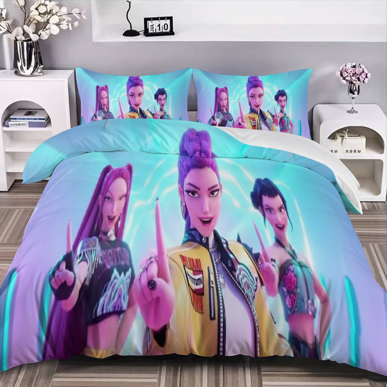 Caza de brujas K-POP tres piezas Amazon AliExpress edredón impresión digital 3D transfronteriza Nantong puente de piedra
