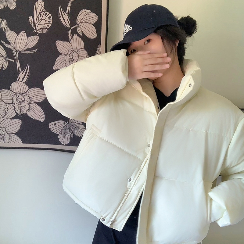 Disparar una nueva chaqueta de algodón de pluma de invierno corto de mujer estilo coreano suelto con capuchón estudiante chaqueta de pan chaqueta image 3