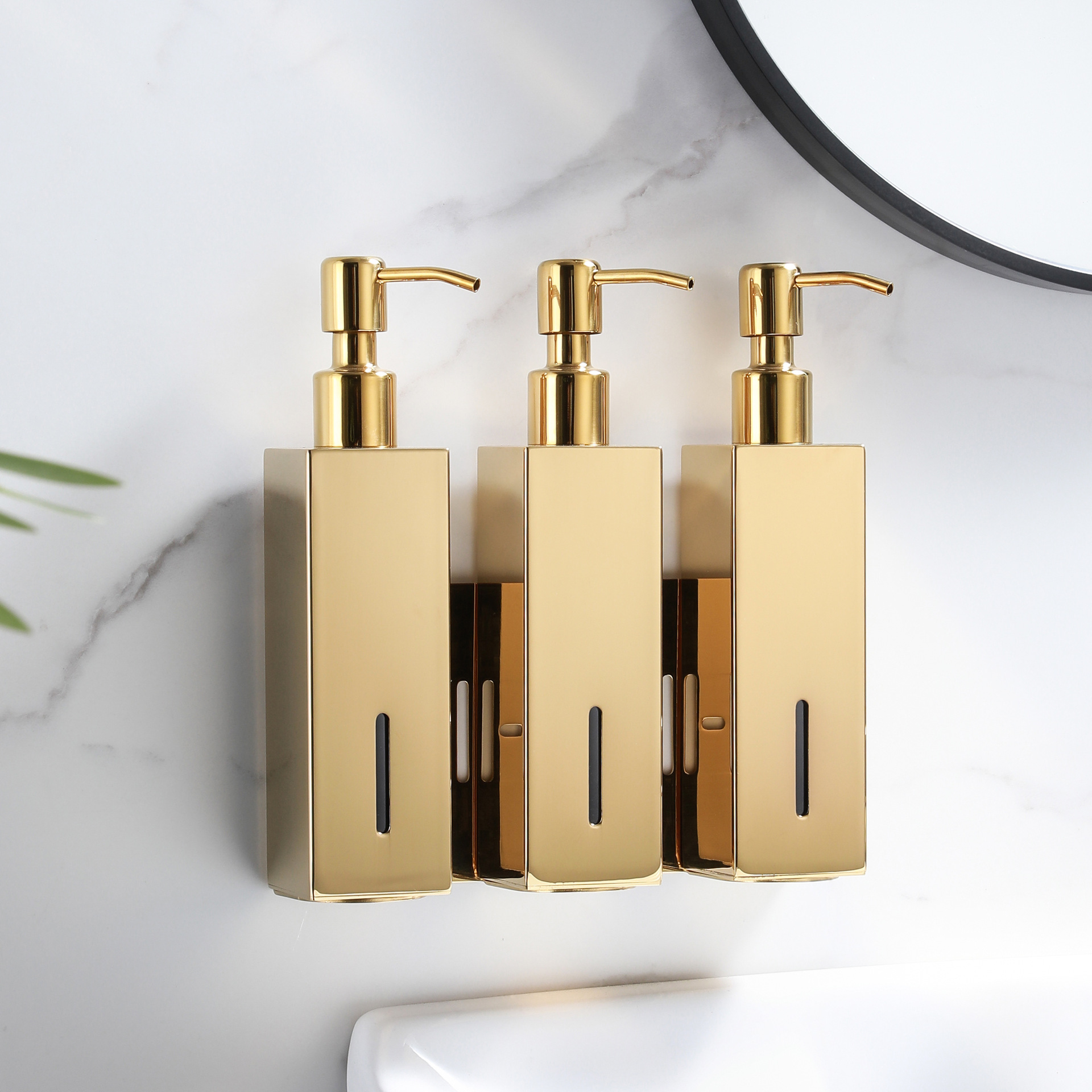 Cross-Border 304 Stainless Steel Manual Press Soap Dispenser Bathroom Wall-Mounted Hand Sanitizer Container Project Hotel Hotel